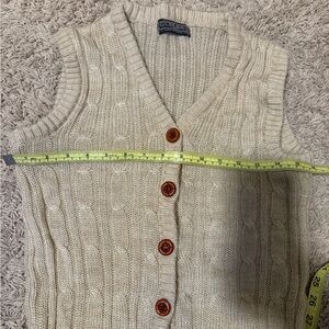 Vintage Cream Cable-Knit Button Front Sweater Vest